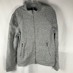 Rock & Republic Mens Size Medium Gray 1/4 Zip Mock‎ Neck Slim Fit Sweater